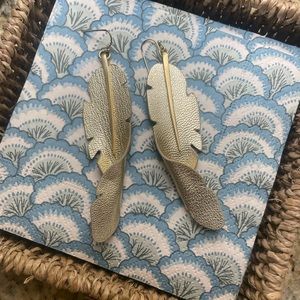 Spartina Leather Feather Earrings.